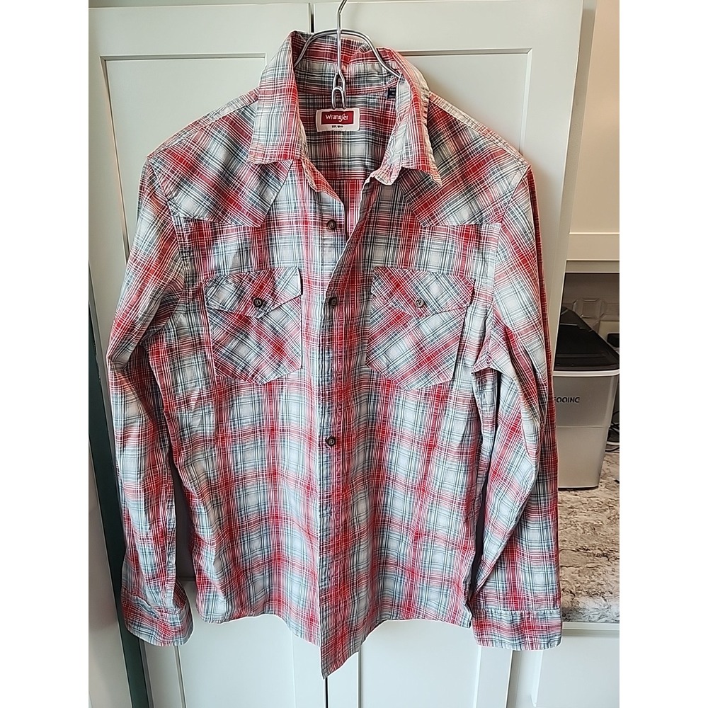 Wrangler Plaid Long Sleeve Button Up Shirt‎ Mens Sz S